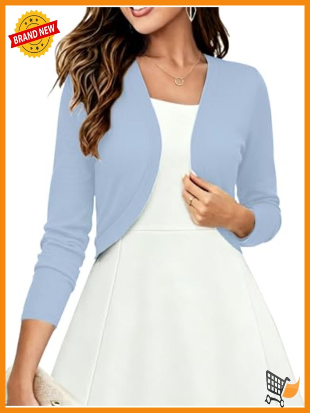 Women's Long Sleeve Thin Knitted Shrug Cropped Open Front Cardigan